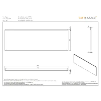 Vannas panelis Sanindusa Twospace 180cm melns