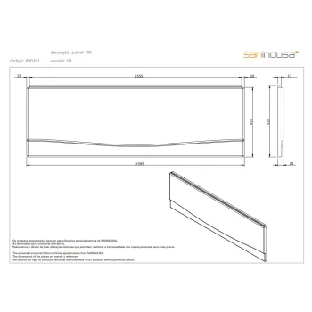 Vannas panelis Sanindusa 160cm Balts