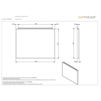 Vannas panelis Sanindusa 70cm Balts