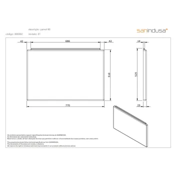 Vannas panelis Sanindusa 80cm Balts