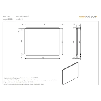 Vannas panelis Sanindusa Plan 80cm Balts