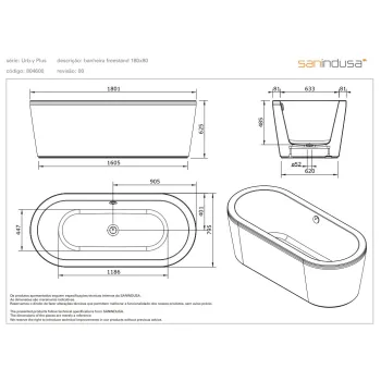Vanna Sanindusa Urb.y Akrila 180x80cm Brīvi stāvošā Balta