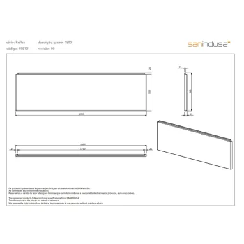 Vannas panelis Sanindusa REFLEX 180cm Balts