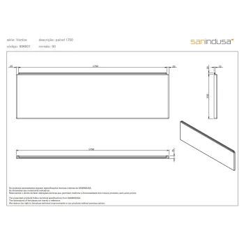 Vannas Panelis Sanindusa Vertice 175 Balts