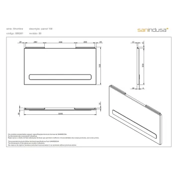 Vannas panelis Sanindusa Shortline 100cm Balts
