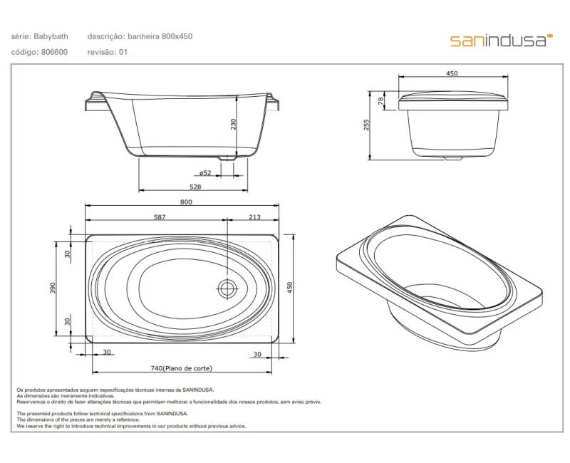 Vanna Sanindusa Babybath 80x45cm Balta