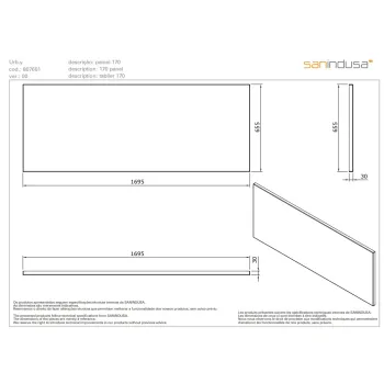 Vannas panelis Sanindusa Urb.y 170cm