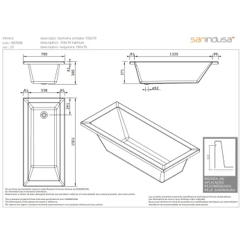 Vanna Sanindusa Vertice Akrila 180x80cm Balta