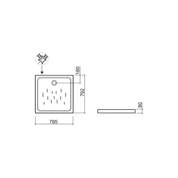 Dušas paliktnis Sanindusa Moraira Plus, 80x80x8 cm, keramika, balts, 107790004