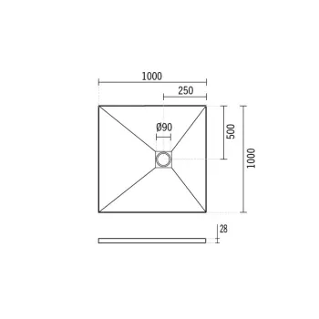 Dušas paliktnis Sanindusa Marina, 100x100x2.8 cm, akmens masa, bēšs, 9510010012