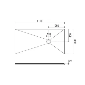 Dušas paliktnis Sanindusa Marina, 110x80x2.8 cm, akmens masa, balts, 9511008010