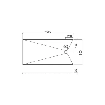 Dušas paliktnis Sanindusa Marina Plus, 100x80x3 cm, akmens masa, pelēks, 9610008003