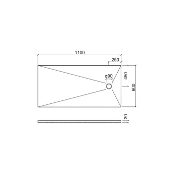 Dušas paliktnis Sanindusa Marina Plus, 110x90x3 cm, akmens masa, balts, 9611009000