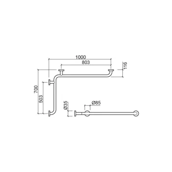 Rokturis Sanindusa WcCare 70x100 roku balsts, pulēts nerūsējošais tērauds, personām ar kustību ierobežojumiem, 4295713