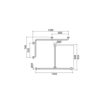 Stūra rokturis ar vertikālu stieni Sanindusa WcCare, nerūsējošais tērauds, personām ar kustību ierobežojumiem, 4295913
