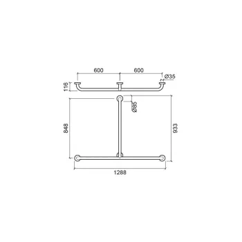 Rokturis Sanindusa Wccare margas ar vertikālo stieni, nerūsējošais tērauds, personām ar kustību ierobežojumiem, 4296513