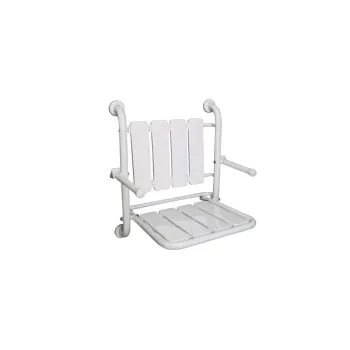 Dušas sēdeklis Sanindusa Wccare saliekams ar muguras balstiem, balts, personām ar kustību ierobežojumiem, 4804600