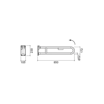 Rokturis Sanindusa Wccare Salokāms 83 ar ruļļa turētāju, personām ar kustību ierobežojumiem, balts, 4806400