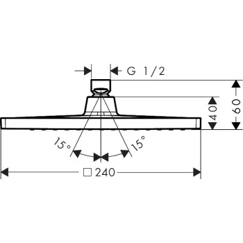 Dušas galva Hansgrohe Crometta E 240 1jet, 240x240 mm, hroms
