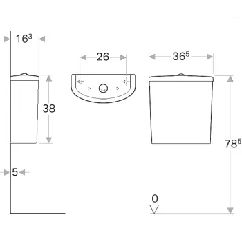 Skalojamā kaste podam Geberit Selnova ar pievadu no apakšas