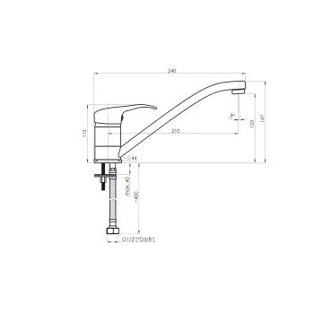 Virtuves ūdens maisītājs Rubineta Optima-20 O00008 Hromēts