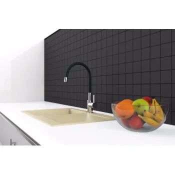 Virtuves ūdens maisītājs Rubineta Flexy-33 (BK) FL30068 Hromēts /Melns