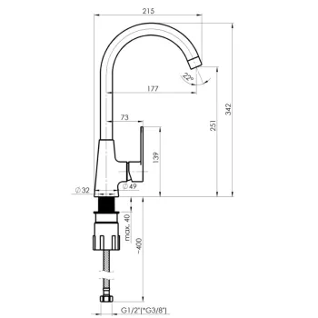 Virtuves ūdens maisītājs Rubineta VIVA-33 VV30008 Hromēts