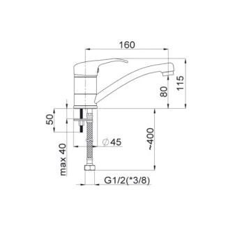 Virtuves ūdens maisītājs Rubineta Yuta Y-19 Mars Y90003 Hromēts