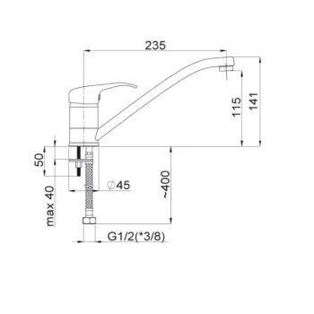 Virtuves ūdens maisītājs Rubineta Yuta Y-20 Mars Y00003 Hromēts