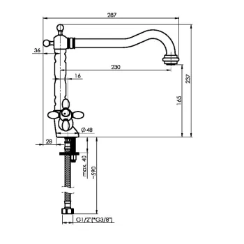 Virtuves ūdens maisītājs Rubineta Venezia-33 V8L096 Zelta krāsa
