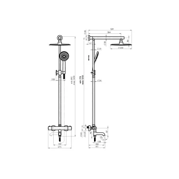 Dušas komplekts Rubineta Etna + Thermo-10 (SW), 625048 hromēts