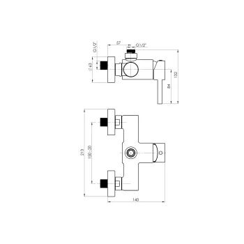 Dušas komplekts Rubineta Dina + Ultra-15, U15008, Hromēts