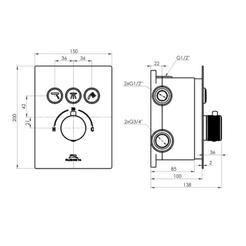 Iebūvejamais ūdens maisītājs Rubineta Thermo-3F-OLO (SQ)