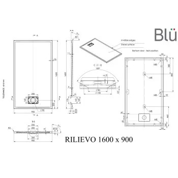 Dušas paliktnis BLU Rilievo Rect 160x90cm