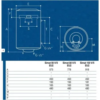 Elektriskais Ūdens Sildītājs (Boilers) Ariston SIMAT 80L, vertikāls