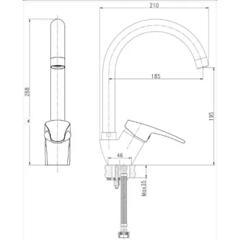 Ūdens Maisītājs virtuves izlietnei ar augsto snīpi BORA Standart BOST462