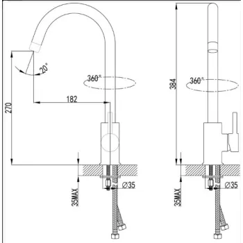 Ūdens Maisītājs virtuves izlietnei Vento Cucina KH1856ABK, melns