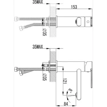 Ūdens Maisītājs vannas istabas izlietnei Vento Como CM59164C