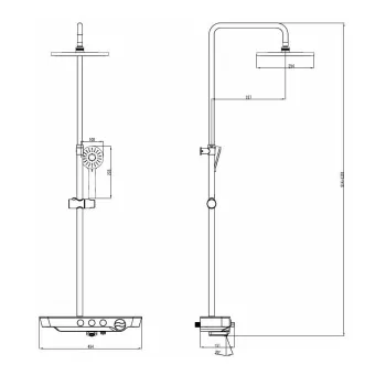Dušas sistēma Vento Tivoli 3524160 ar plauktu un snīpi, balts/Hromēts