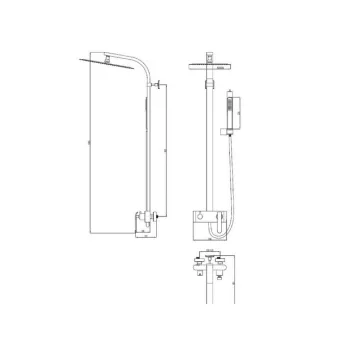 Dušas Sistēma Tivoli TV7238004-76A33 ar plauktu ar snīpi un rokas dušu, balts/Hromēts