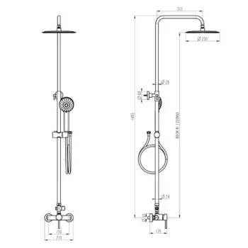 Ūdens Maisītājs dušai Vento Verona KN803 ar augšēju un rokas dušu