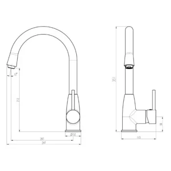 Ūdens Maisītājs virtuves izlietnei Vento Monza KN116 hroms