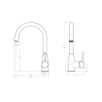 Ūdens Maisītājs virtuves izlietnei Vento Monza KN116  melns