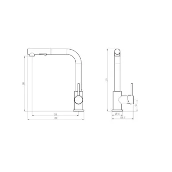 Ūdens Maisītājs virtuves izlietnei Vento Monza KN118 hroms ar izvēlkamu dušu