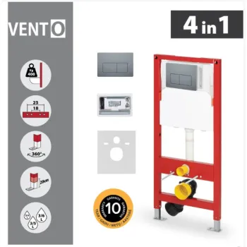 Iebūvējamais Tualetes Poda Rāmis podam Vento H507A 4 in1 ar hromētu taustiņu 500X165mm, h=1125 mm