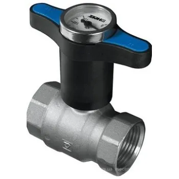 Lodveida krāns HERZ 1'' i-i ar termometru, zils, PN50 (1220173) HERZ