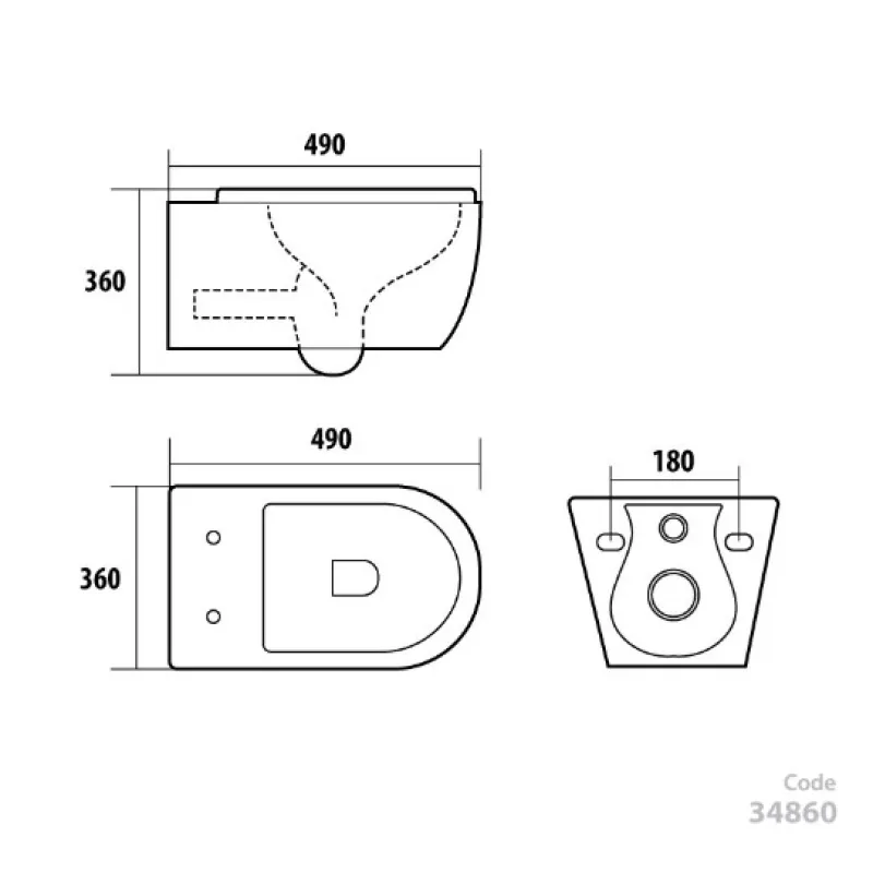 Piekaramais Tualetes Pods Vento Hugge TR2196DF-U18 Rimless matēts melns ar Duroplast Soft Clode poda vāku