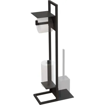 Tualetes papīra statīvs ar plauktu Deante Mokko, melns ADM_N242