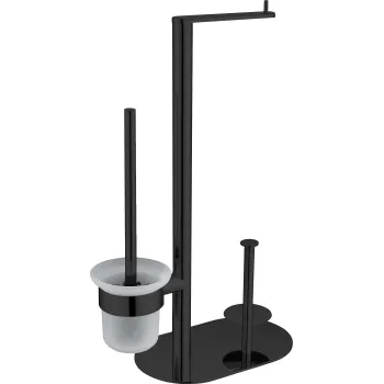 Tualetes papīra statīvs ar 3 funkciju turētāju Deante Round, melns ADR_N732