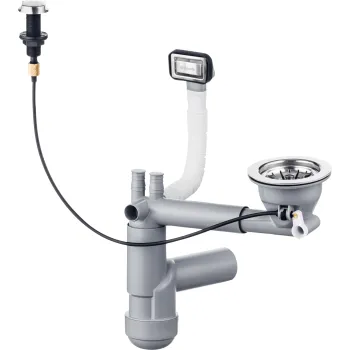 Vietu taupošs granīta izlietnes sifons Deante Space-Saver Lux, tērauds ZXY_9911